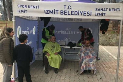 Hatay'da Kocaeli'den ücretsiz tıraş hizmeti